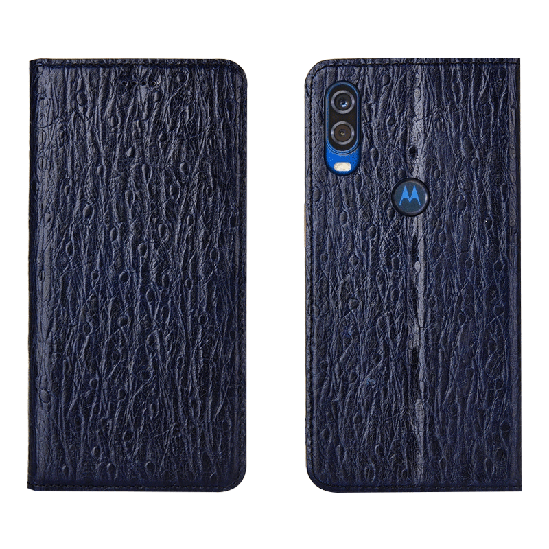 Kuori Motorola One Vision Nahka Murtumaton Lintu, Kotelo Motorola One Vision Suojaus Punainen Puhelimen Kuoret