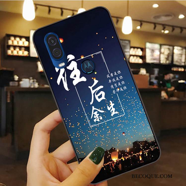 Kuori Motorola One Vision Pehmeä Neste Sininen Puhelimen Kuoret, Kotelo Motorola One Vision Suojaus