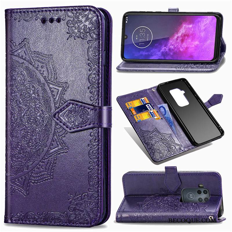 Kuori Motorola One Zoom Suojaus Kukka Musta, Kotelo Motorola One Zoom Nahka Puhelimen Kuoret Ripustettavat Koristeet