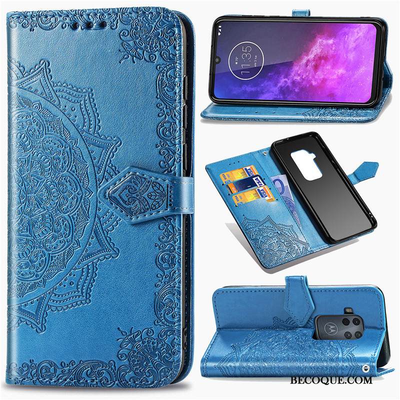 Kuori Motorola One Zoom Suojaus Kukka Musta, Kotelo Motorola One Zoom Nahka Puhelimen Kuoret Ripustettavat Koristeet