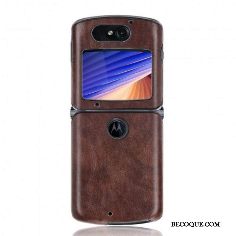 Kuori Motorola Razr 5G Litsi Tekonahkaa