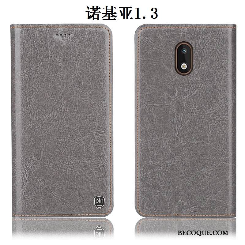 Kuori Nokia 1.3 Laukut Puhelimen Kuoret Kukkakuvio, Kotelo Nokia 1.3 Nahka Harmaa Murtumaton