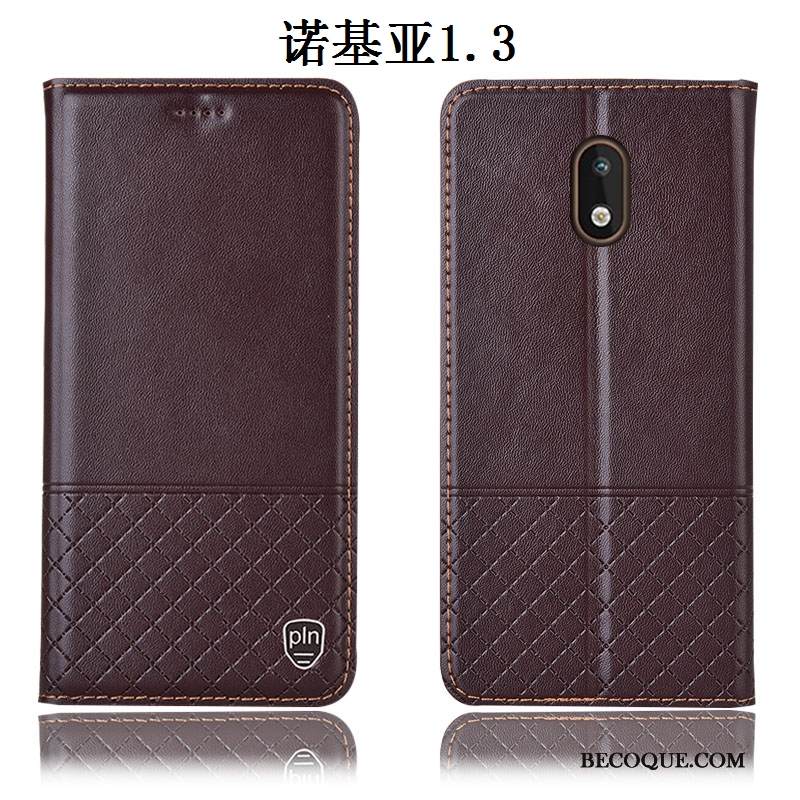 Kuori Nokia 1.3 Nahka Puhelimen Kuoret Murtumaton, Kotelo Nokia 1.3 Kuoret Musta