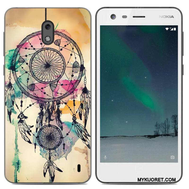 Kuori Nokia 2 Suojaus Keltainen Pu, Kotelo Nokia 2 Pehmeä Neste Puhelimen Kuoret Yksinkertainen