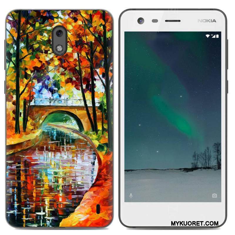 Kuori Nokia 2 Suojaus Keltainen Pu, Kotelo Nokia 2 Pehmeä Neste Puhelimen Kuoret Yksinkertainen