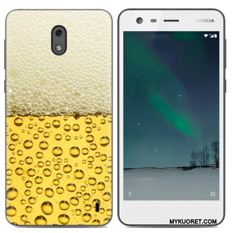 Kuori Nokia 2 Suojaus Keltainen Pu, Kotelo Nokia 2 Pehmeä Neste Puhelimen Kuoret Yksinkertainen