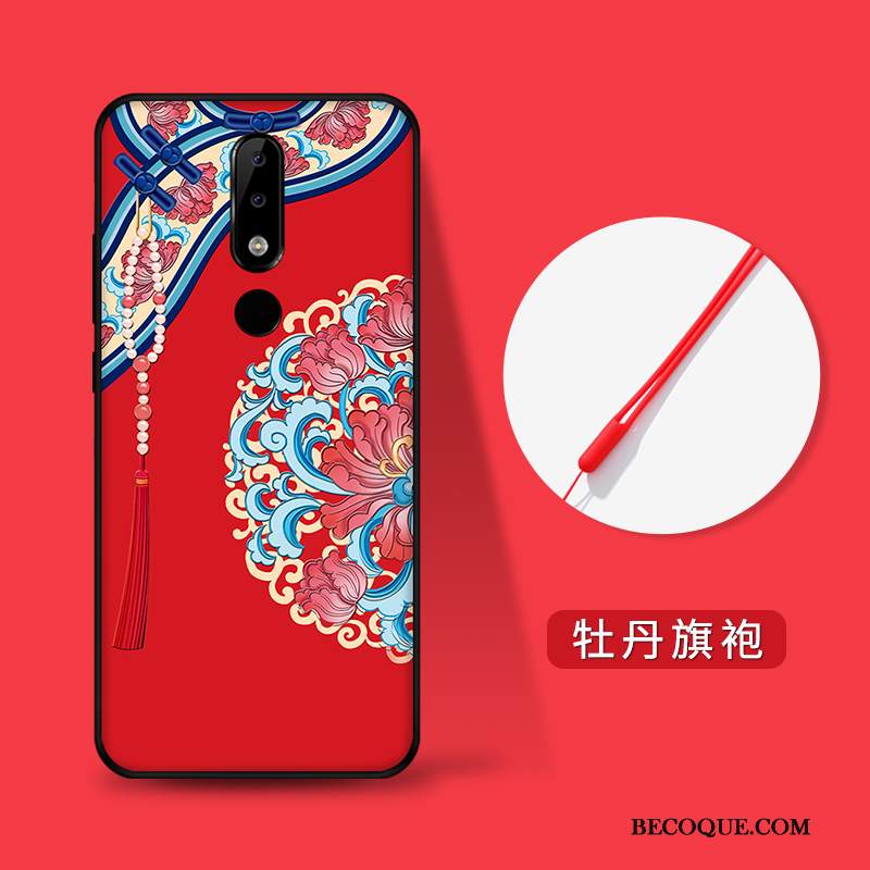 Kuori Nokia 3.1 Plus Laukut Kiinalainen Tyyli Jauhe, Kotelo Nokia 3.1 Plus Kohokuviointi Fringed Trendi