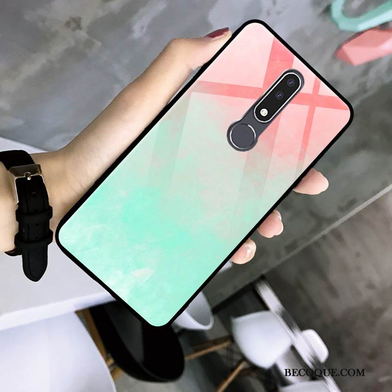 Kuori Nokia 3.1 Plus Pehmeä Neste Puhelimen Kuoret Yksinkertainen, Kotelo Nokia 3.1 Plus Lasi Net Red