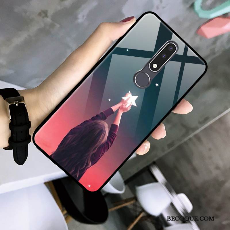 Kuori Nokia 3.1 Plus Pehmeä Neste Puhelimen Kuoret Yksinkertainen, Kotelo Nokia 3.1 Plus Lasi Net Red