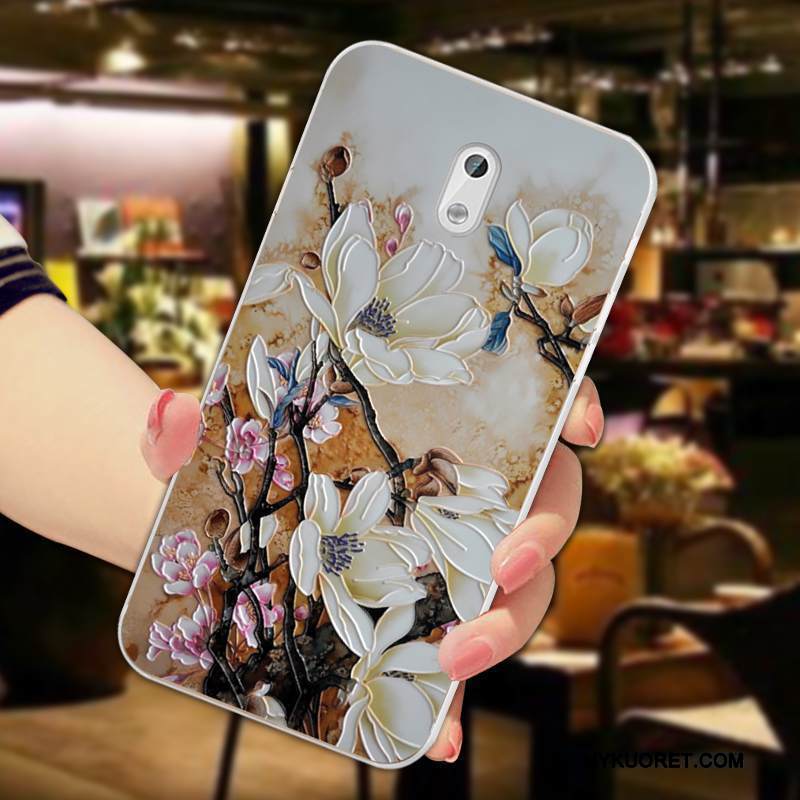Kuori Nokia 3 Pehmeä Neste Valkoinen Kustannukset, Kotelo Nokia 3 Kohokuviointi Vaalean Kukka