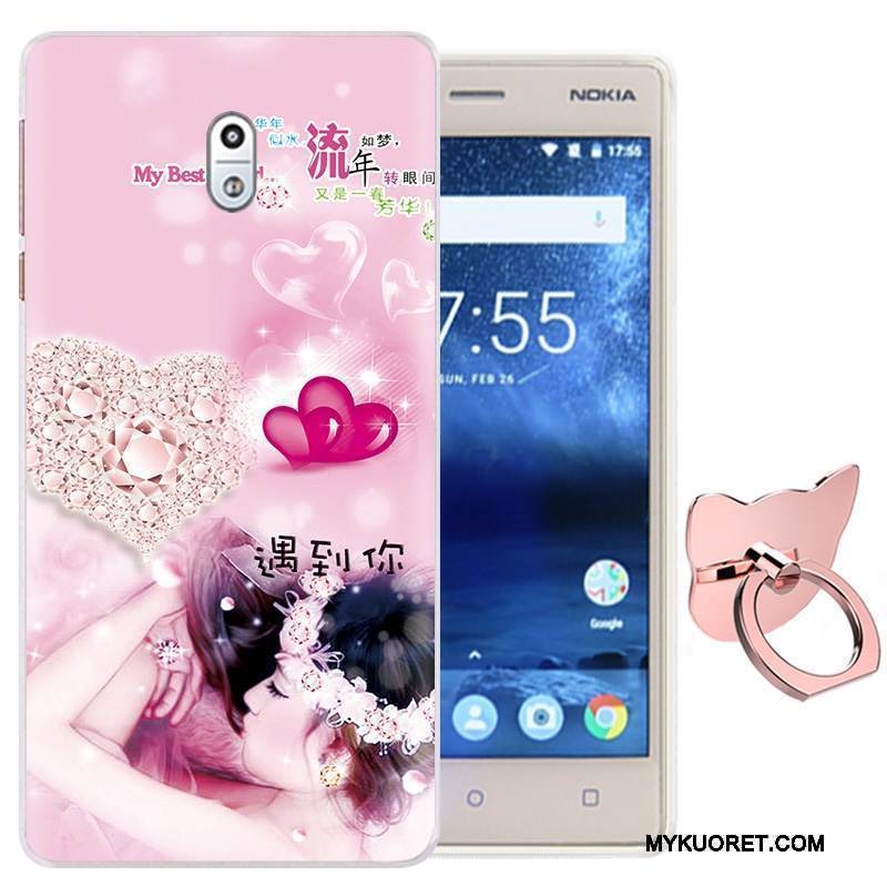 Kuori Nokia 3 Sarjakuva Rengas Violetti, Kotelo Nokia 3 Silikoni Niitti Puhelimen Kuoret