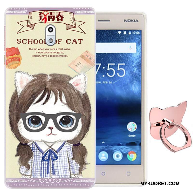 Kuori Nokia 3 Sarjakuva Rengas Violetti, Kotelo Nokia 3 Silikoni Niitti Puhelimen Kuoret