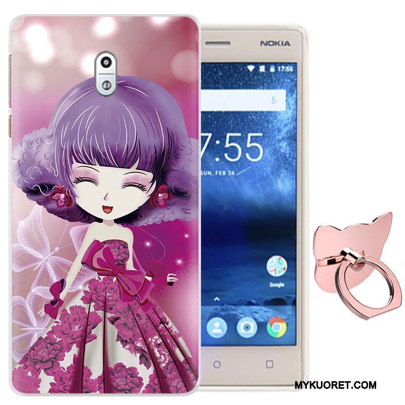 Kuori Nokia 3 Sarjakuva Rengas Violetti, Kotelo Nokia 3 Silikoni Niitti Puhelimen Kuoret