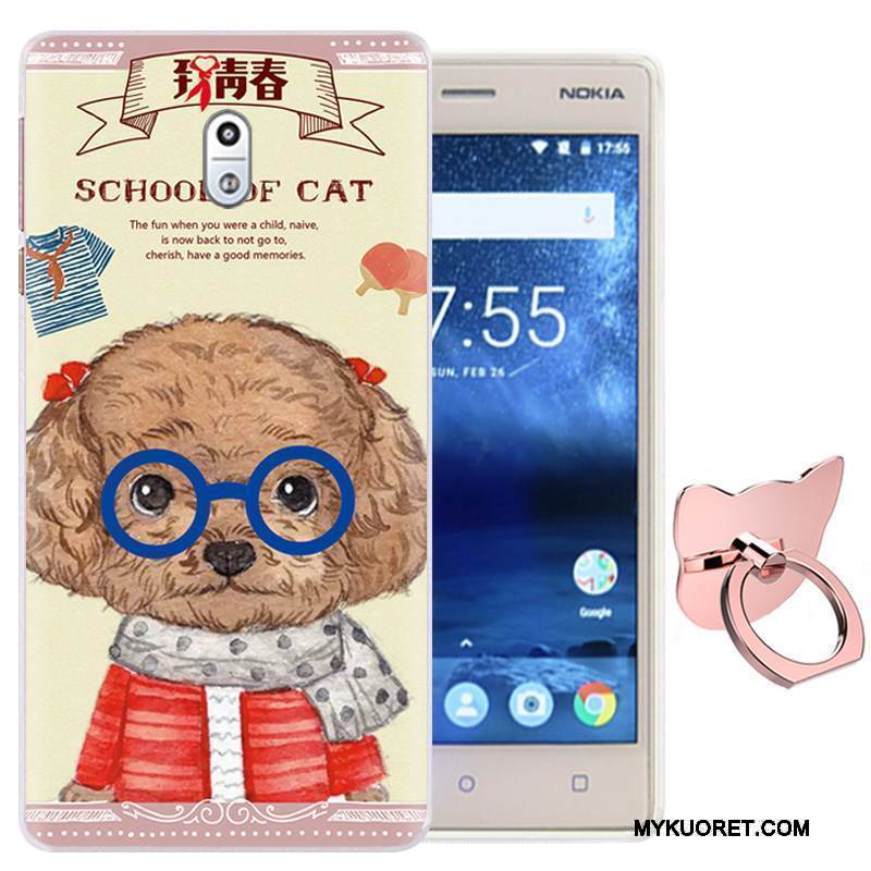 Kuori Nokia 3 Sarjakuva Rengas Violetti, Kotelo Nokia 3 Silikoni Niitti Puhelimen Kuoret