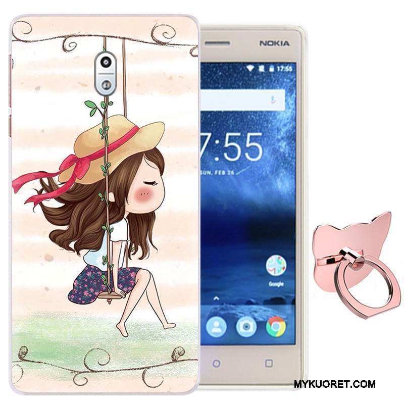 Kuori Nokia 3 Sarjakuva Rengas Violetti, Kotelo Nokia 3 Silikoni Niitti Puhelimen Kuoret