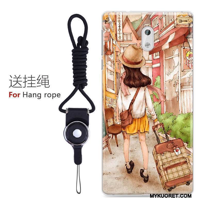 Kuori Nokia 3 Silikoni Puhelimen Kuoret Keltainen, Kotelo Nokia 3 Sarjakuva Murtumaton Trendi