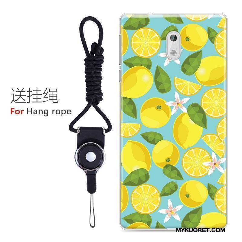 Kuori Nokia 3 Silikoni Puhelimen Kuoret Keltainen, Kotelo Nokia 3 Sarjakuva Murtumaton Trendi