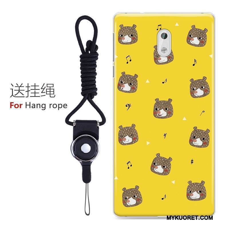 Kuori Nokia 3 Silikoni Puhelimen Kuoret Keltainen, Kotelo Nokia 3 Sarjakuva Murtumaton Trendi