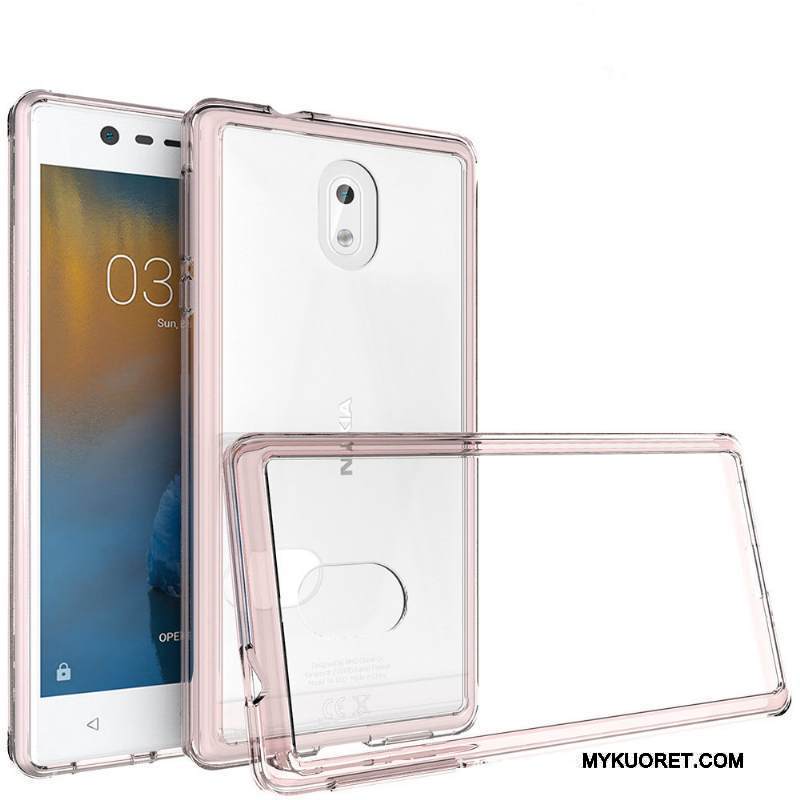 Kuori Nokia 3 Suojaus Läpinäkyvä Puhelimen Kuoret, Kotelo Nokia 3 Kehys Murtumaton