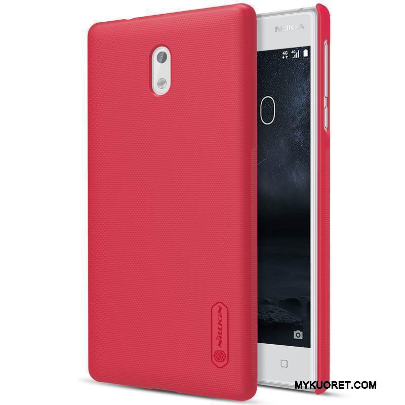Kuori Nokia 3 Suojaus Murtumaton Pesty Suede, Kotelo Nokia 3 Kova Punainen