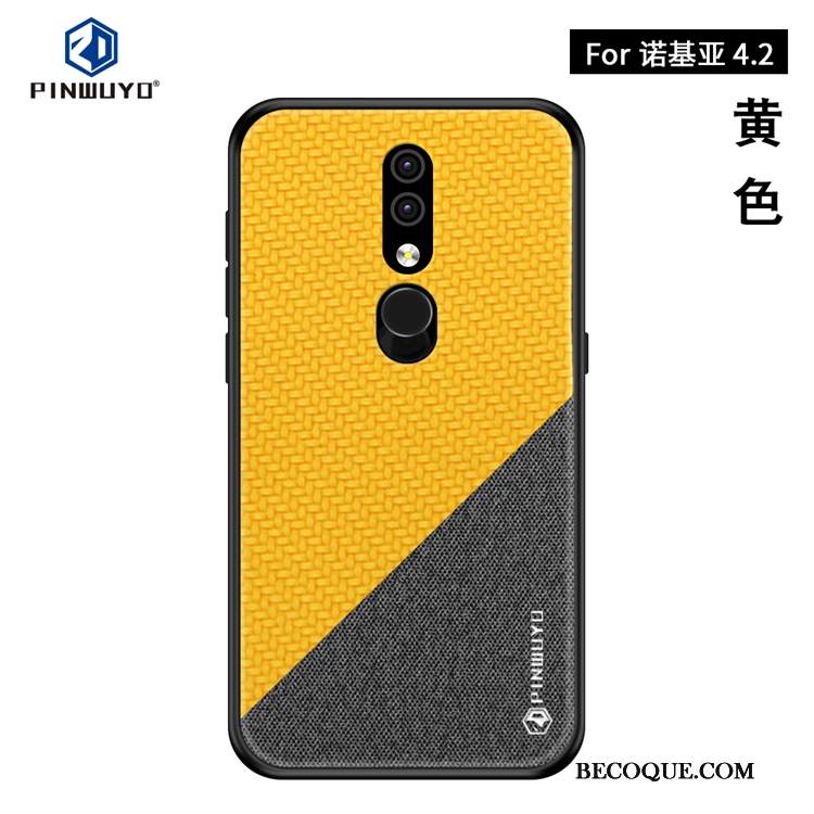 Kuori Nokia 4.2 Laukut Keltainen Ultra, Kotelo Nokia 4.2 Luova Pesty Suede Ohut