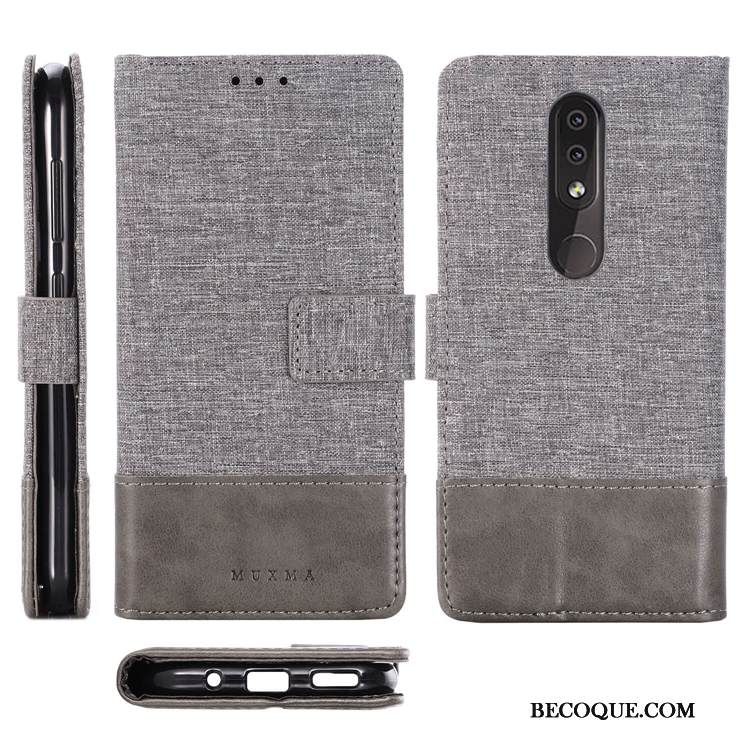 Kuori Nokia 4.2 Suojaus Puhelimen Kuoret Musta, Kotelo Nokia 4.2 Nahka Kukkakuvio Murtumaton