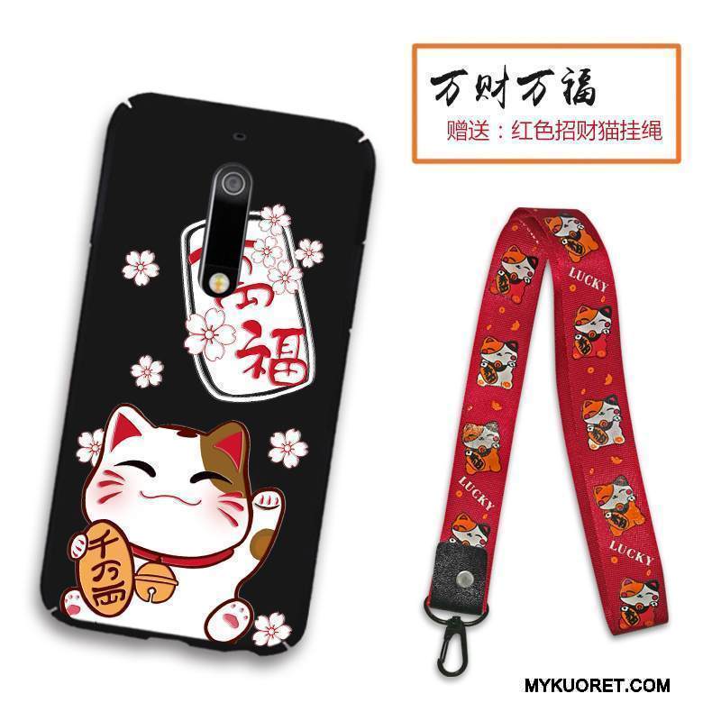 Kuori Nokia 5 Laukut Kova Ripustettavat Koristeet, Kotelo Nokia 5 Kohokuviointi Pesty Suede Punainen