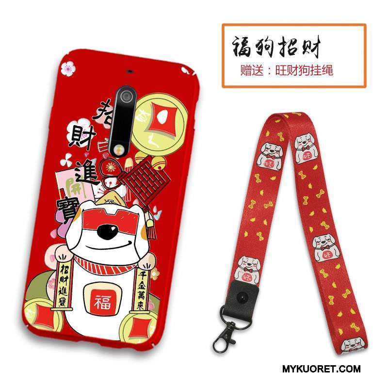 Kuori Nokia 5 Laukut Kova Ripustettavat Koristeet, Kotelo Nokia 5 Kohokuviointi Pesty Suede Punainen