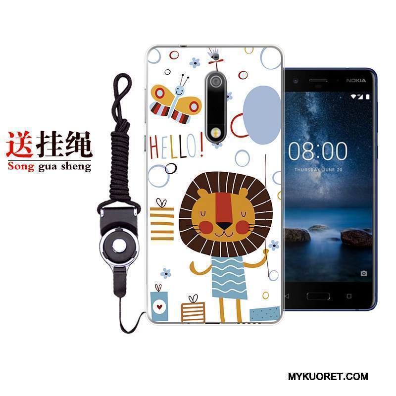 Kuori Nokia 5 Sarjakuva Ihana Murtumaton, Kotelo Nokia 5 Suojaus Valkoinen Sininen