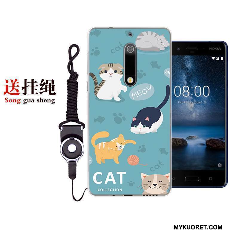 Kuori Nokia 5 Sarjakuva Ihana Murtumaton, Kotelo Nokia 5 Suojaus Valkoinen Sininen