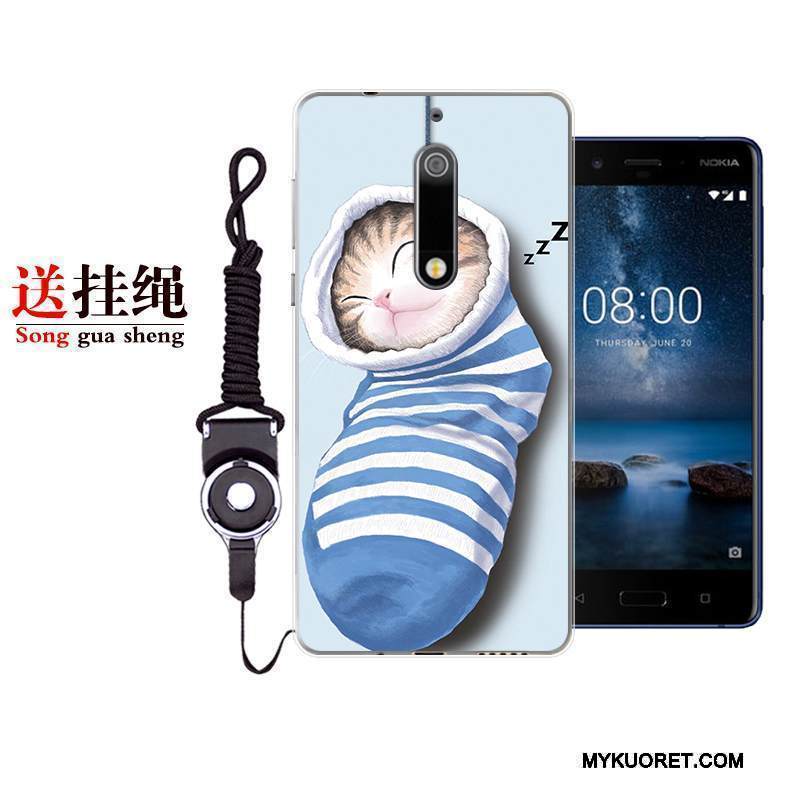 Kuori Nokia 5 Sarjakuva Ihana Murtumaton, Kotelo Nokia 5 Suojaus Valkoinen Sininen