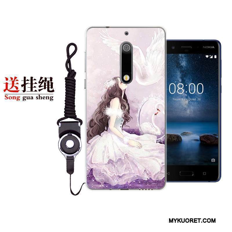 Kuori Nokia 5 Sarjakuva Ihana Murtumaton, Kotelo Nokia 5 Suojaus Valkoinen Sininen