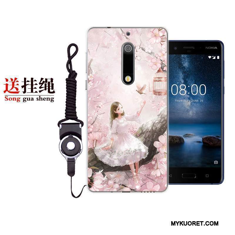 Kuori Nokia 5 Sarjakuva Ihana Murtumaton, Kotelo Nokia 5 Suojaus Valkoinen Sininen