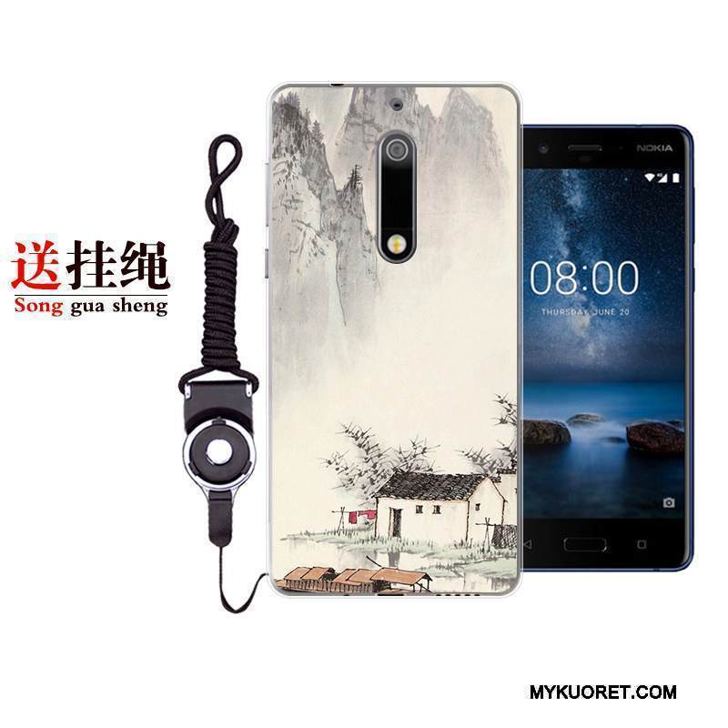 Kuori Nokia 5 Sarjakuva Ihana Murtumaton, Kotelo Nokia 5 Suojaus Valkoinen Sininen