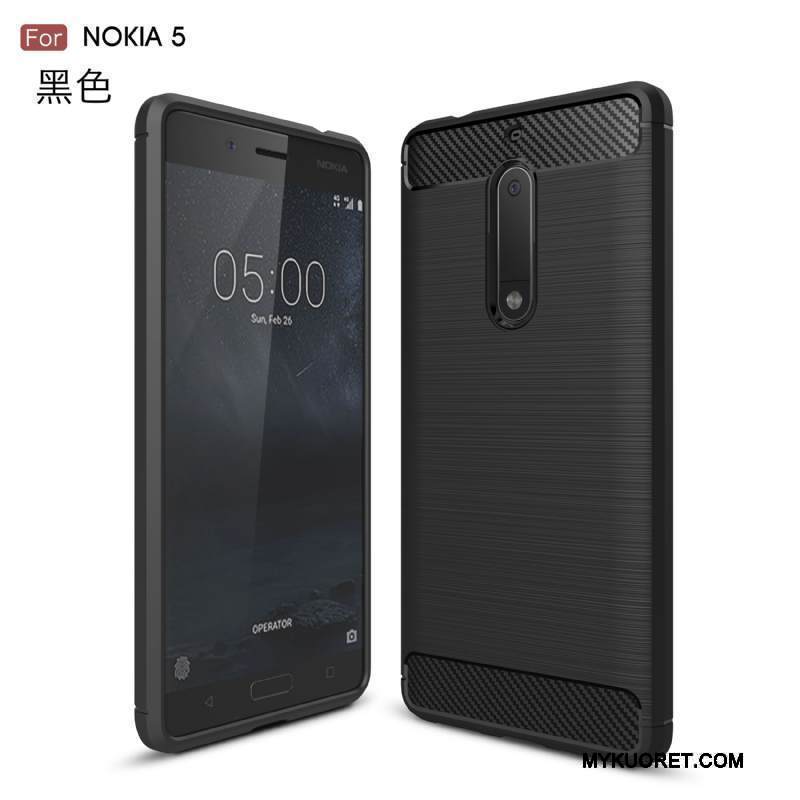 Kuori Nokia 5 Silikoni Pesty Suede Puhelimen Kuoret, Kotelo Nokia 5 Laukut Musta Murtumaton