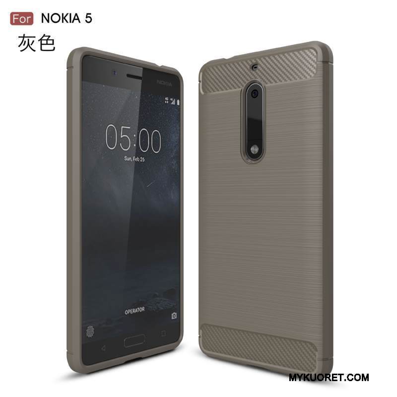 Kuori Nokia 5 Silikoni Pesty Suede Puhelimen Kuoret, Kotelo Nokia 5 Laukut Musta Murtumaton