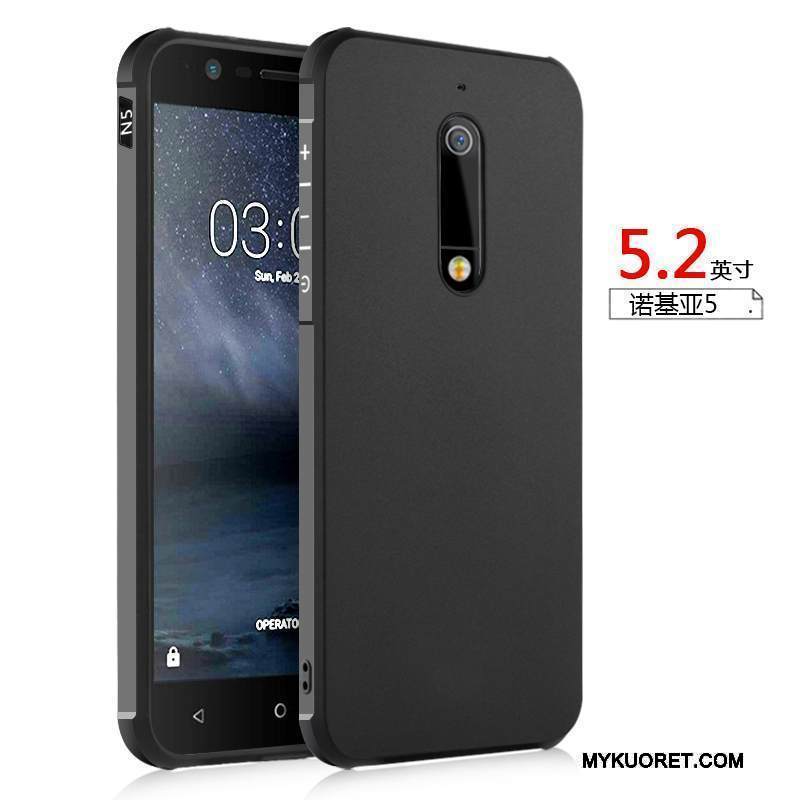 Kuori Nokia 5 Silikoni Puhelimen Kuoret Murtumaton, Kotelo Nokia 5 Suojaus Musta Pesty Suede