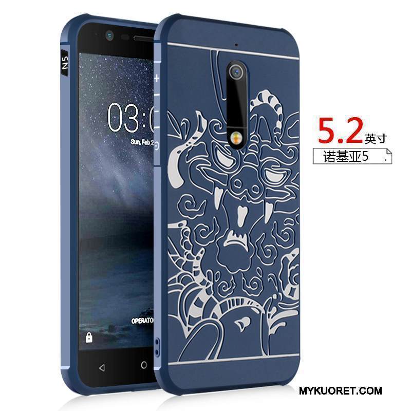 Kuori Nokia 5 Silikoni Puhelimen Kuoret Murtumaton, Kotelo Nokia 5 Suojaus Musta Pesty Suede