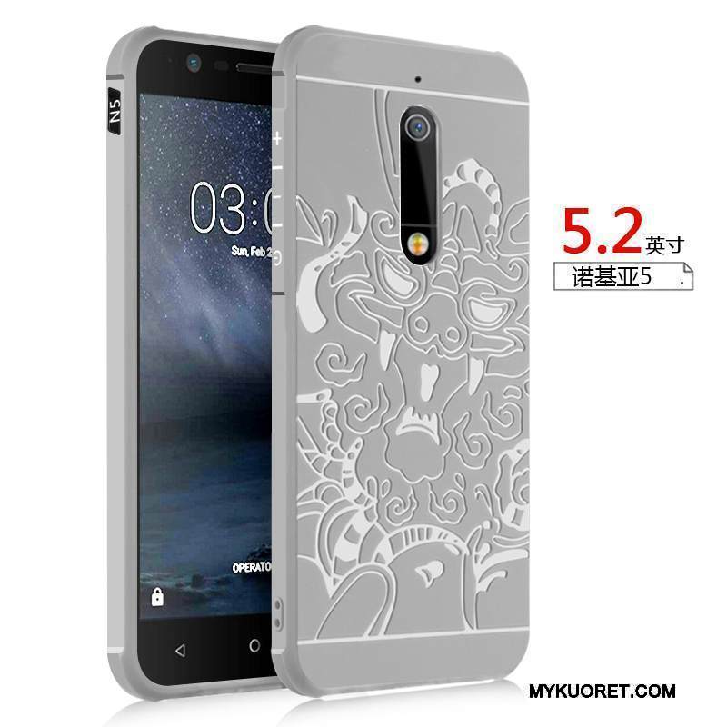 Kuori Nokia 5 Silikoni Puhelimen Kuoret Murtumaton, Kotelo Nokia 5 Suojaus Musta Pesty Suede