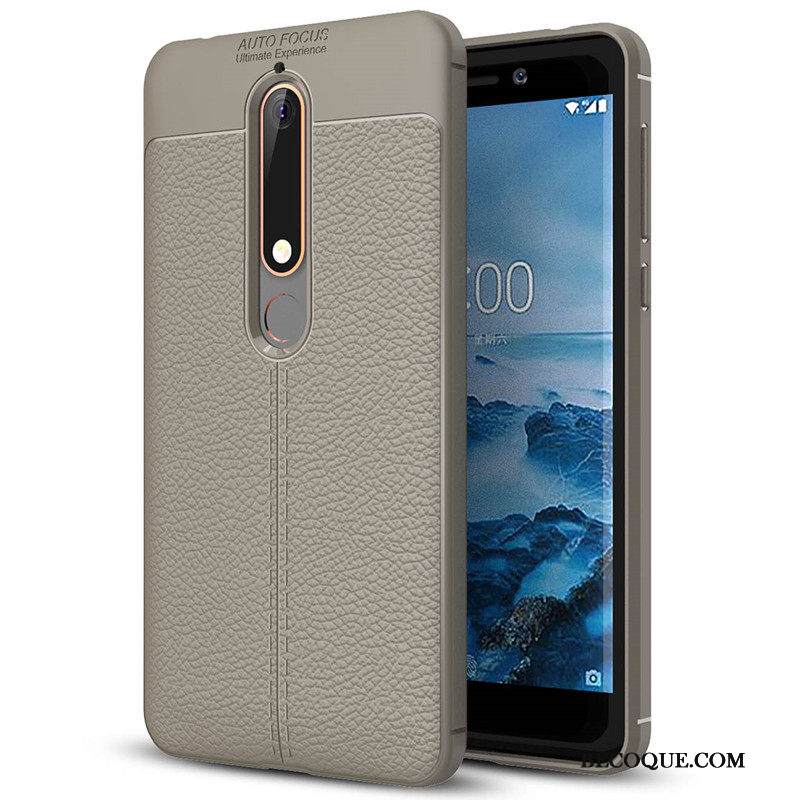 Kuori Nokia 6.1 Nahka Punainen Kukkakuvio, Kotelo Nokia 6.1 Pehmeä Neste Yksinkertainen Puhelimen Kuoret