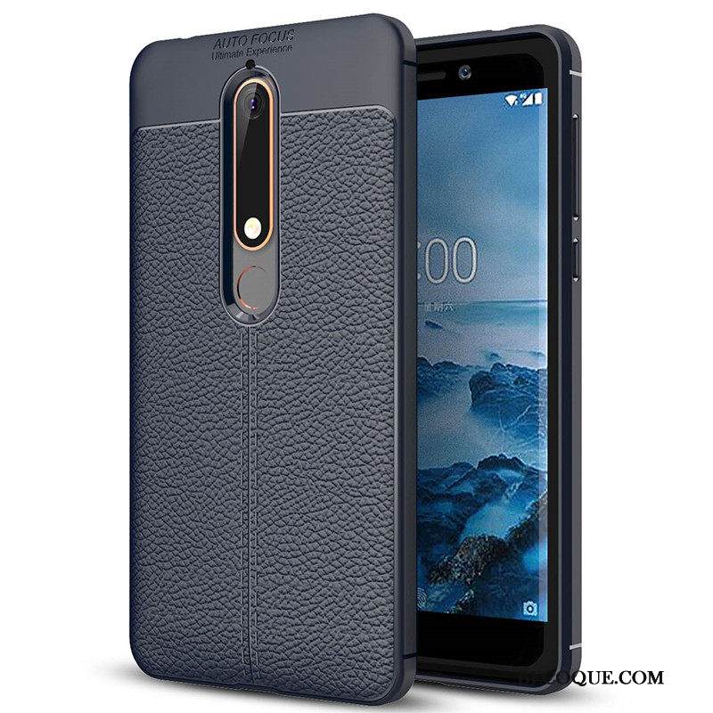 Kuori Nokia 6.1 Nahka Punainen Kukkakuvio, Kotelo Nokia 6.1 Pehmeä Neste Yksinkertainen Puhelimen Kuoret