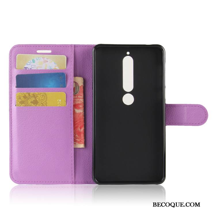 Kuori Nokia 6.1 Tuki Musta Kortti, Kotelo Nokia 6.1 Nahka