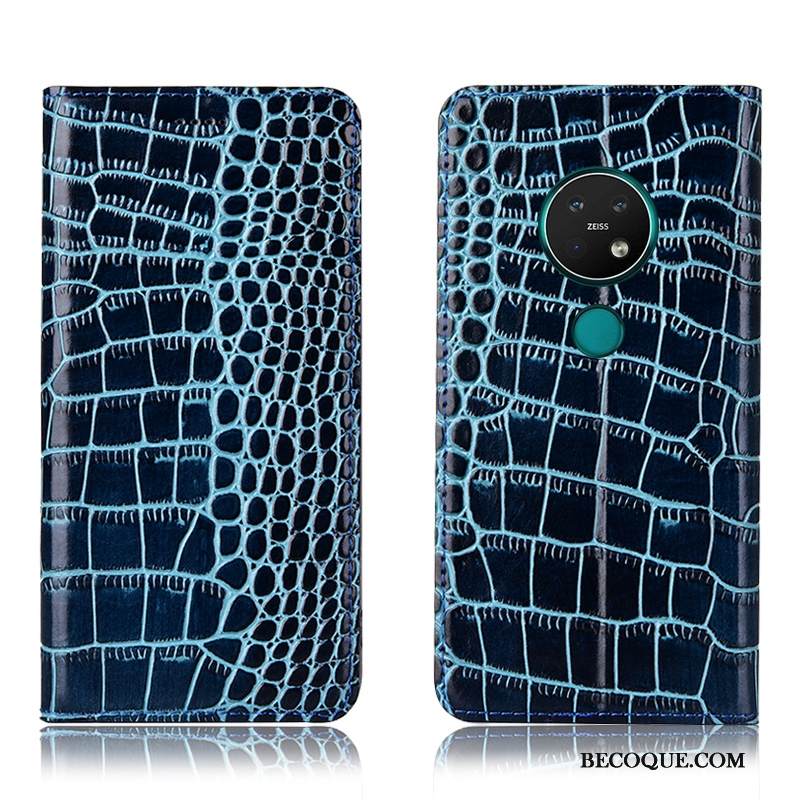 Kuori Nokia 6.2 Nahka Kukkakuvio Puhelimen Kuoret, Kotelo Nokia 6.2 Laukut Murtumaton Sininen