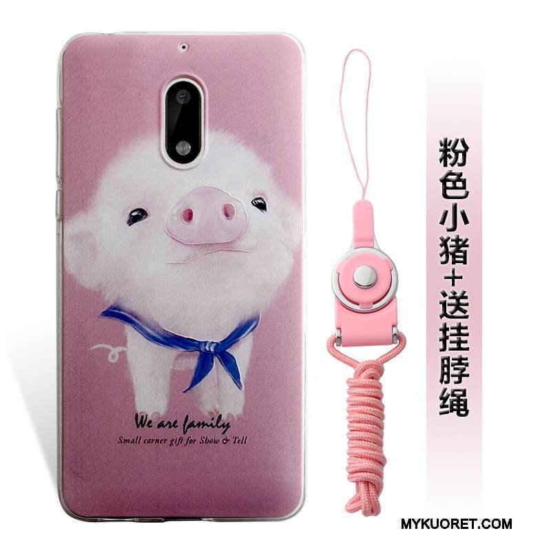 Kuori Nokia 6 Kohokuviointi Puhelimen Kuoret Murtumaton, Kotelo Nokia 6 Laukut Sininen Ripustettavat Koristeet