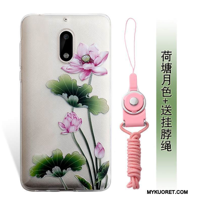 Kuori Nokia 6 Kohokuviointi Puhelimen Kuoret Murtumaton, Kotelo Nokia 6 Laukut Sininen Ripustettavat Koristeet