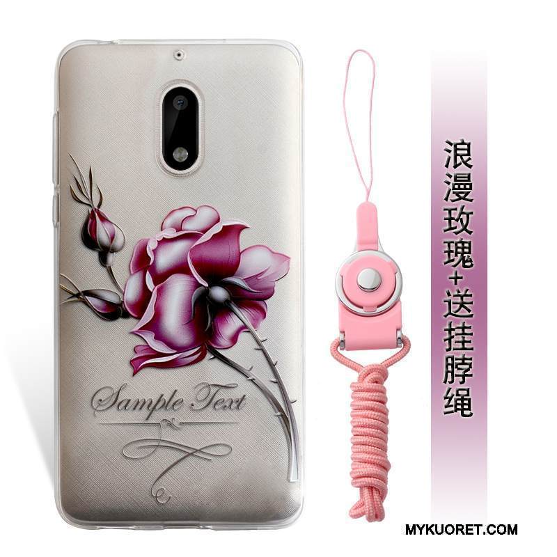 Kuori Nokia 6 Kohokuviointi Puhelimen Kuoret Murtumaton, Kotelo Nokia 6 Laukut Sininen Ripustettavat Koristeet