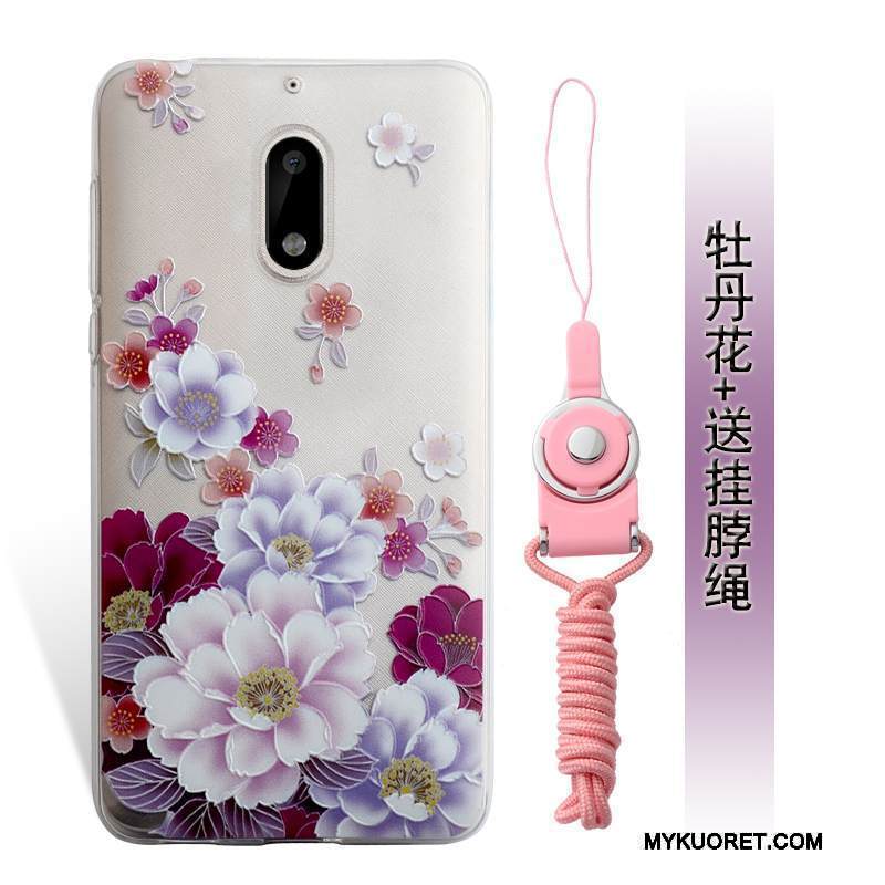 Kuori Nokia 6 Kohokuviointi Puhelimen Kuoret Murtumaton, Kotelo Nokia 6 Laukut Sininen Ripustettavat Koristeet