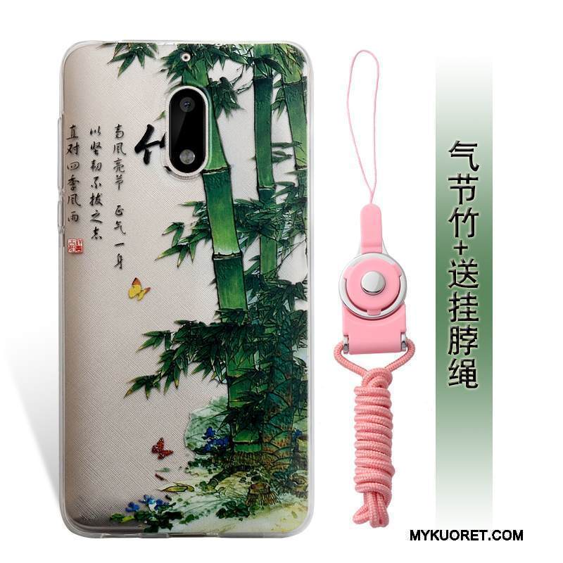 Kuori Nokia 6 Kohokuviointi Puhelimen Kuoret Murtumaton, Kotelo Nokia 6 Laukut Sininen Ripustettavat Koristeet