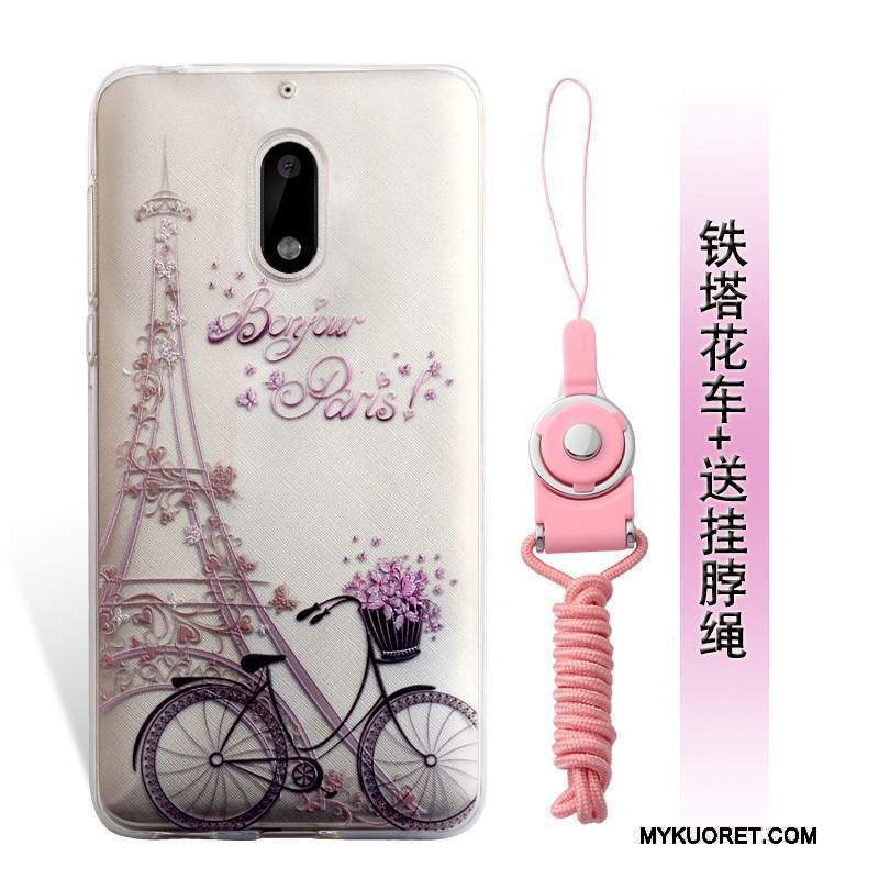 Kuori Nokia 6 Kohokuviointi Puhelimen Kuoret Murtumaton, Kotelo Nokia 6 Laukut Sininen Ripustettavat Koristeet