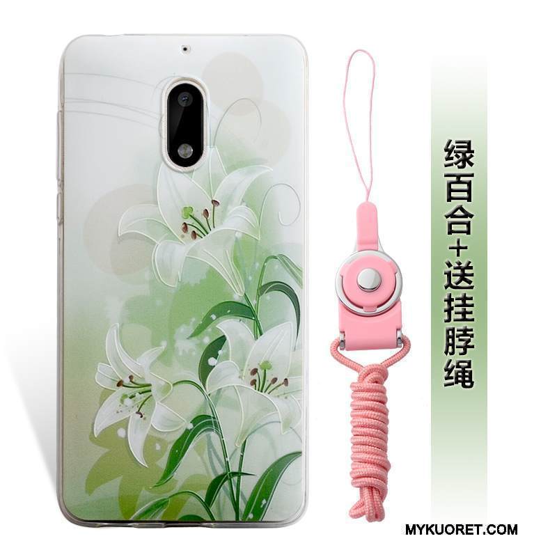 Kuori Nokia 6 Kohokuviointi Puhelimen Kuoret Murtumaton, Kotelo Nokia 6 Laukut Sininen Ripustettavat Koristeet